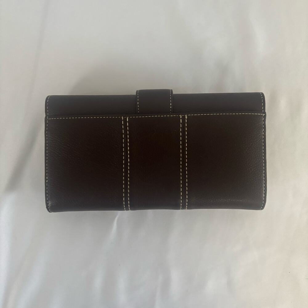 Kate Spade Brown Leather Checkbook Wallet ID Card Holder Coin Purse Folding - Picture 4 of 17